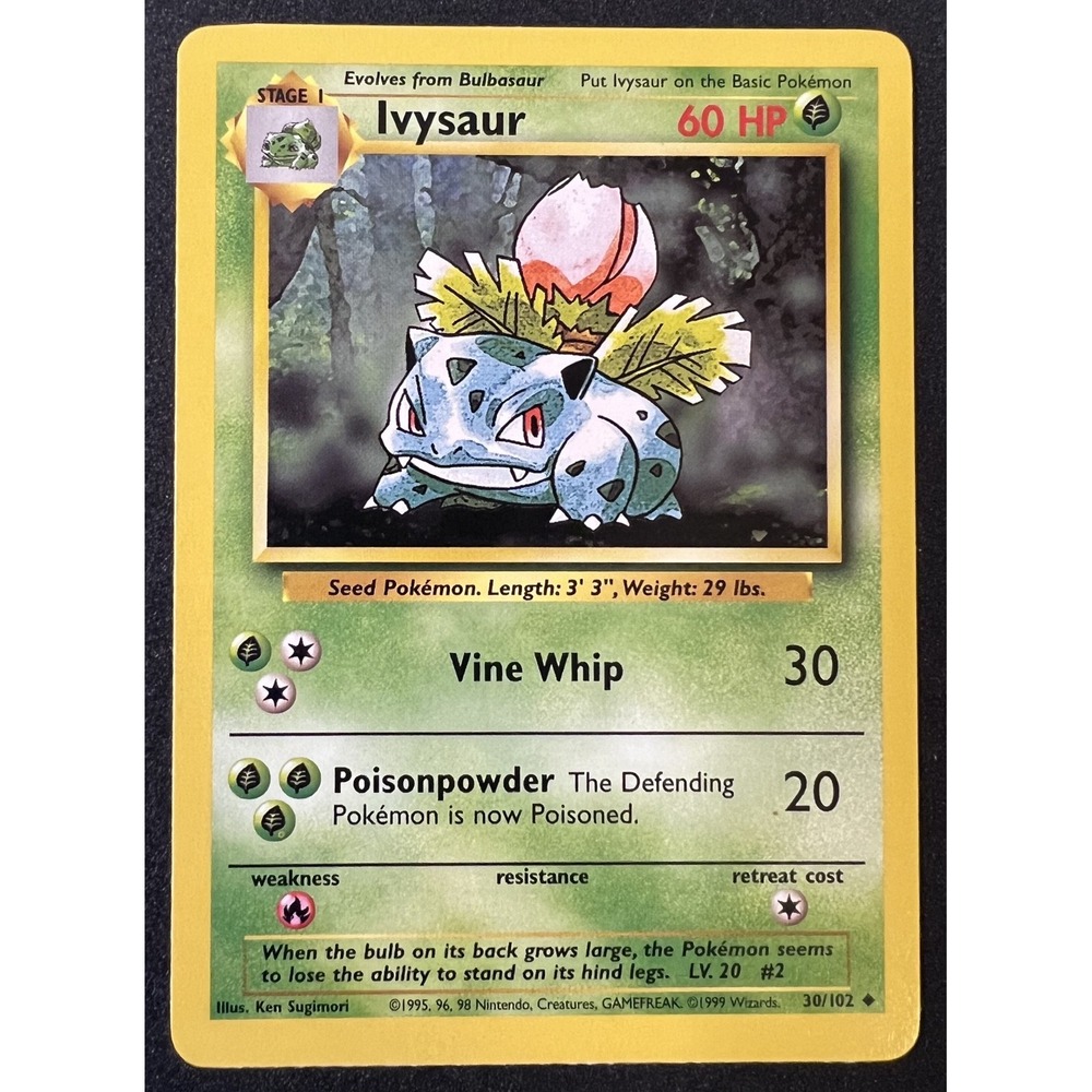 Pokémon TCG Ivysaur Base Set 30/102 Regular 1999-2000 Wizards Base Set Copyright